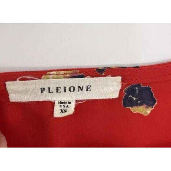 Pleione Women’s Red Floral Chiffon Blouse Size XS‎ Career Workwear Ruffle USA - Picture 6 of 10